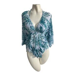 Shein Womens Two-Piece Tropical Leaf Print Bikini With Cover-Up Sz S- NEW
